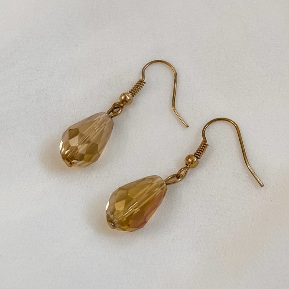 VTG Champagne Iridescent Drop Earrings - Picture 5 of 6